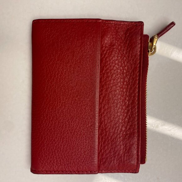 Prada red leather Moire and Saffiano card holder with gold-tone hardware - Picture 8 of 10